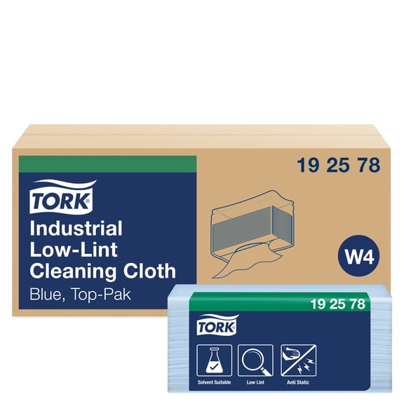Tork Industrial Low-Lint Cleaning Cloth Blue W4, Antistatic, 5 x 80 Cloths, 192578