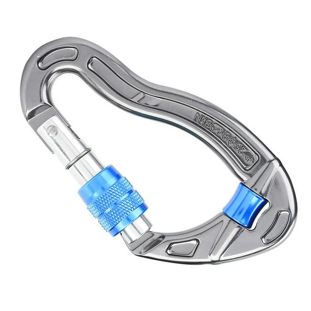 Clip De Mosquetón De Escalada Con Bloqueo De 25KN, Clip De Puerta De Tornillo De Aluminio Forjado Térmicamente Con Parte Superior De Polea Para Escalada