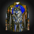 thumbnail image 1 of Camisa informal cómoda para hombre con diseño de lobo y ventana teñida, camisa de manga larga con solapa para fiesta en la calle Vaion, primavera y verano, ropa para hombre, 1 of 6