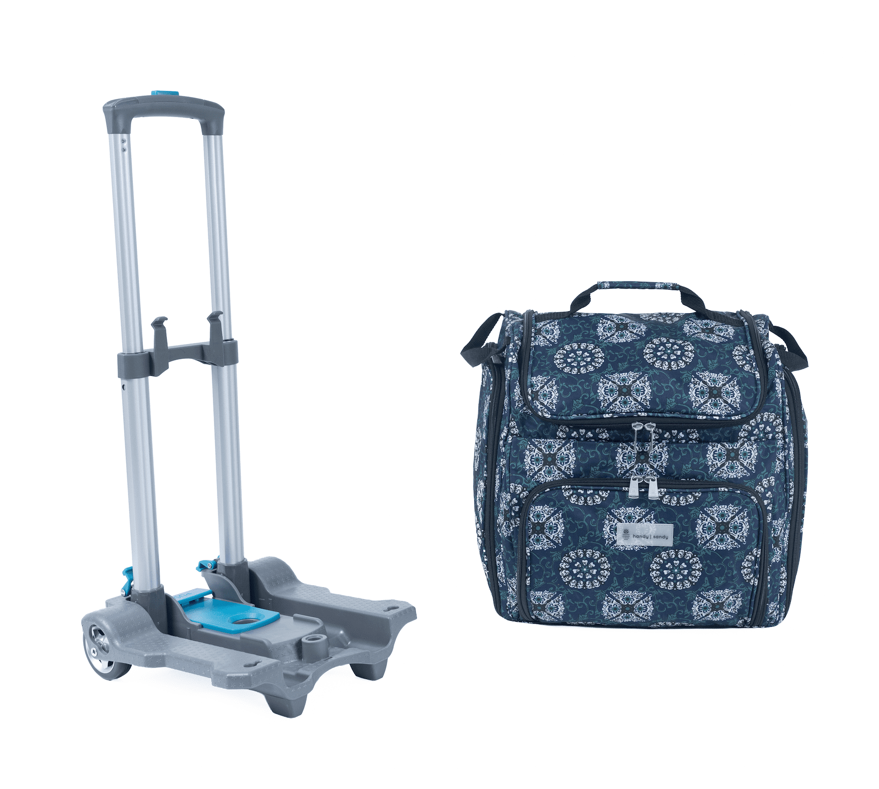 Handy Sandy Crafter’s Tote Bag Organizer, Storage Bag for Craft Supply, and Scrapbooking Carrier w/Handle and Wheels-Blue MD