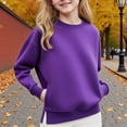 thumbnail image 3 of Girls' Solid Color Crewneck Sweatshirt Casual Loose Fit Ribbed Cuff Long Sleeve Kids Boys Fall Winter School Cute Clothes, 3 of 4
