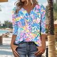 thumbnail image 6 of purcolt 3/4 Sleeve Tops for Women Dressy Casual V Neck Printed T Shirts Cute Tunic Tops Business Work Blouses, 6 of 6