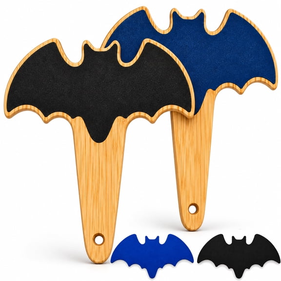 Viyuse Dog Nail Scratch Board, Halloween Bat-Shaped Handheld Dog Nail File, Double-Sided 80/100 Grit Wooden Pet Grooming Tool for Front and Back Paws, Blue/Black