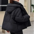 thumbnail image 6 of Fashion Plus Size Hooded Coats for Womens Winter Warm Casual Loose Solid Color Pocket Zippered Reversible Long Coat, 6 of 9
