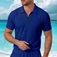 thumbnail image 2 of Bibifish Mens Polo Shirts Short Sleeve Quarter Zip Waffle Knit Casual Shirts Breathable Daily Wear Tops, 2 of 5