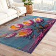 thumbnail image 1 of Graffiti Lily Rug 6x9, Pink Flowers Carpet for Living Room, Floral Area Rug for Bedroom Rug, Non Slip Super Soft Low Pile Machine Washable Stain Resistant Large Area Rug, 1 of 7