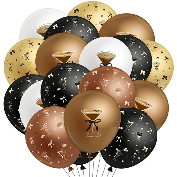 Haooryx Bow Martini Balloons Set with Ribbons for Party Decorations, 12 Inch Latex Balloons for Birthday Party Decor Supplies