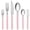 Pink, variant on 6Pcs Retro Stainless Steel Flatware Set, Color Riveted Handle Silverware Cutlery, Includes Knife,Fork,Spoon & Spreader, Green Handle
