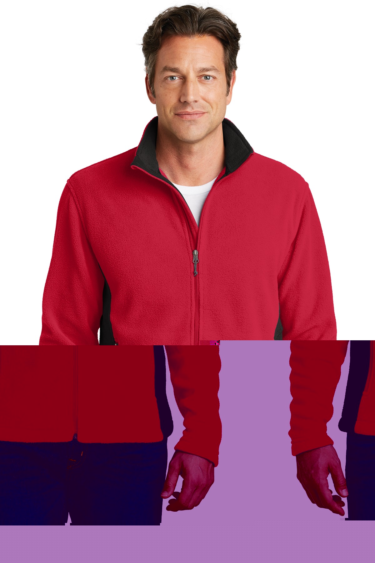 Red & Black, variant on Colorblock Value Fleece Jacket. F216