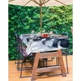 thumbnail image 3 of nqOlkjepod Navy Blue Palm Leaves Outdoor Tablecloth with Umbrella Hole & Zipper, Tropical Botanical Vintage Rectangle Table Cover 60x84 Inch, Dining Waterproof Table Cloth Protector for Patio/Party, 3 of 7