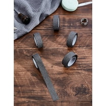 5 Rolls 55Yards DIY Scrapbook Decorative Glitter Washi Paper Tapes Adhesive Tapes Black Masking Tapes for Crafting Journaling Stickers Scrapbooking Card Making