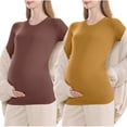 thumbnail image 4 of hengsof Maternity Shirt Long Sleeve Basic Top Ruch Sides Bodycon Tshirt for Pregnant Women, 4 of 4