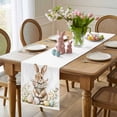 thumbnail image 4 of Easter Bunny Table Runner 72 Inches Long for Kitchen Dining, Pastel Spring Floral Wreath Rabbit Eggs Dresser Scarf Farmhouse, Dining Table Decorations for Wedding/Parties, 14 x 72 In, 4 of 8