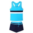 thumbnail image 2 of Girls 2 Piece Swimsuits Lightweight Color Block Bathing Suits Summer Swimwear with Boyshort Size 6-17, 2 of 7