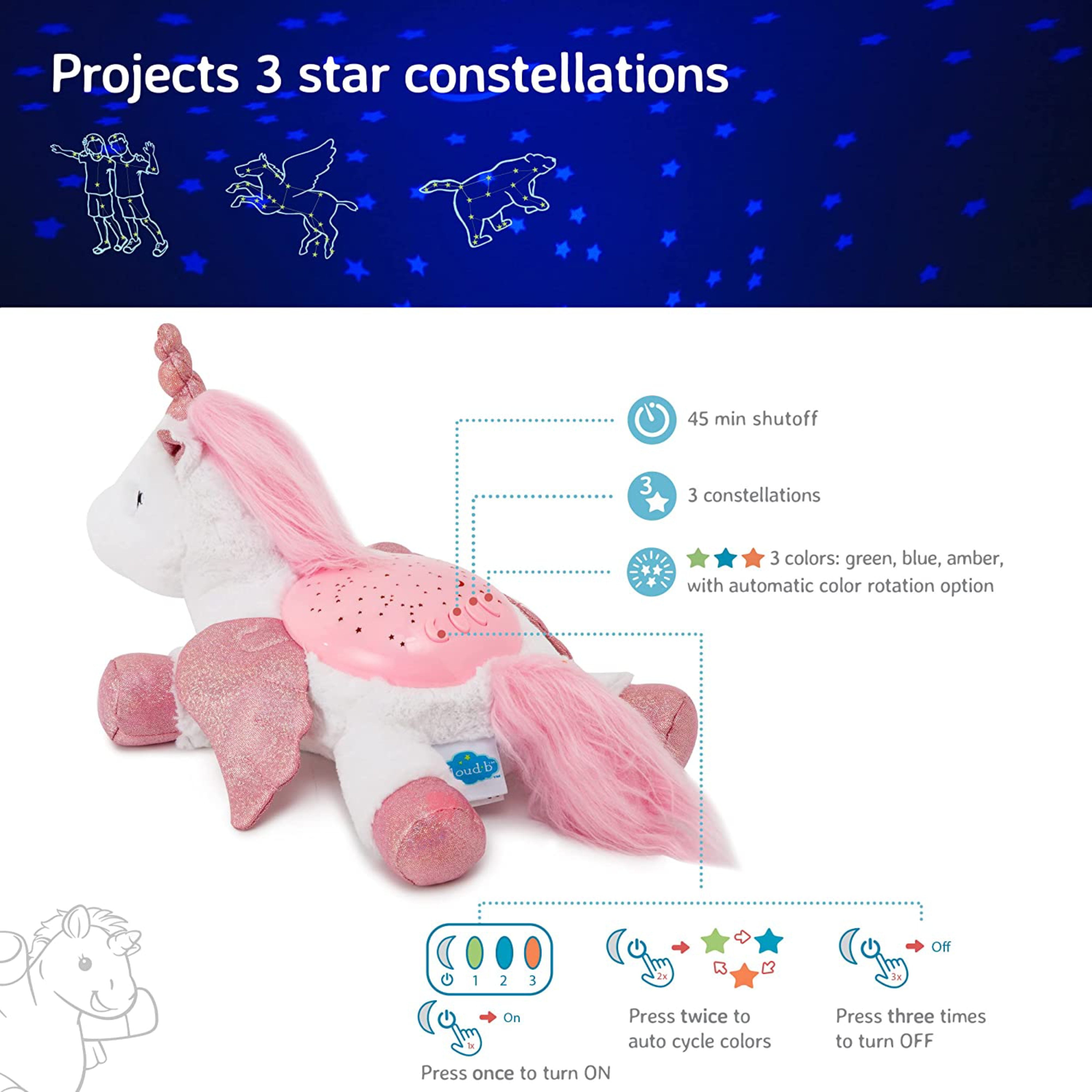 Cloud B | Twilight Buddies - Plush Unicorn, Star Constellation Night Light