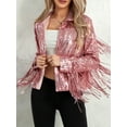 thumbnail image 5 of Suagox Women's Sequin Party Jackets Sparkly Long Sleeve Open Front Tassel Jackets Blazers Clubwear, 5 of 9