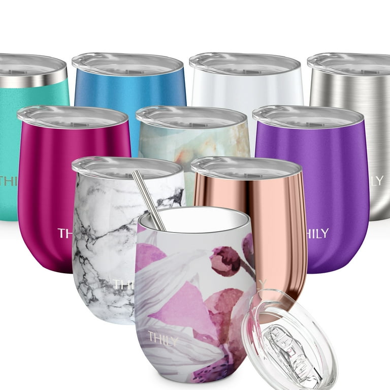 Insulated 12 oz Stemless Wine Cup - 17 colors available