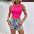 thumbnail image 6 of Women's High Neck Sleeveless Tank Tops with Backless Cropped Cut and Fitted Silhouette Featuring Solid Color Basic Style Hot Pink XL, 6 of 6