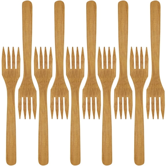 BambooMN Brand - Solid Bamboo Dinner Fork 8' - 10 Pcs