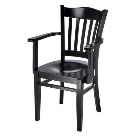 Hybrid Arm Chair in Black with Wood Seat