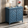 thumbnail image 5 of Shaiailed 31.5" Geometric Embossed Blue Sideboard Buffet Cabinet,2 Door Accent Cabinet with Adjustable Shelves,Matte Vintage Finish Small Sideboard Buffet Cabinet for Living Room, 5 of 10