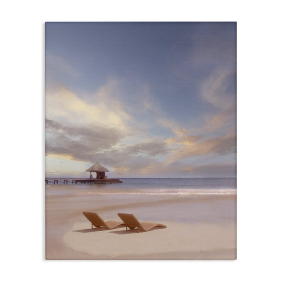 Stupell Industries Beside The Sea View Landscape Painting Gallery Wrapped Canvas Art Print Wall Art, 16 x 20