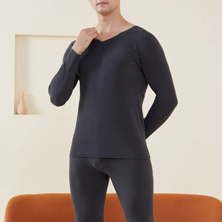 ALSLIAO Mens Winter Warm Breathable Seamless Thermal Suit Tops