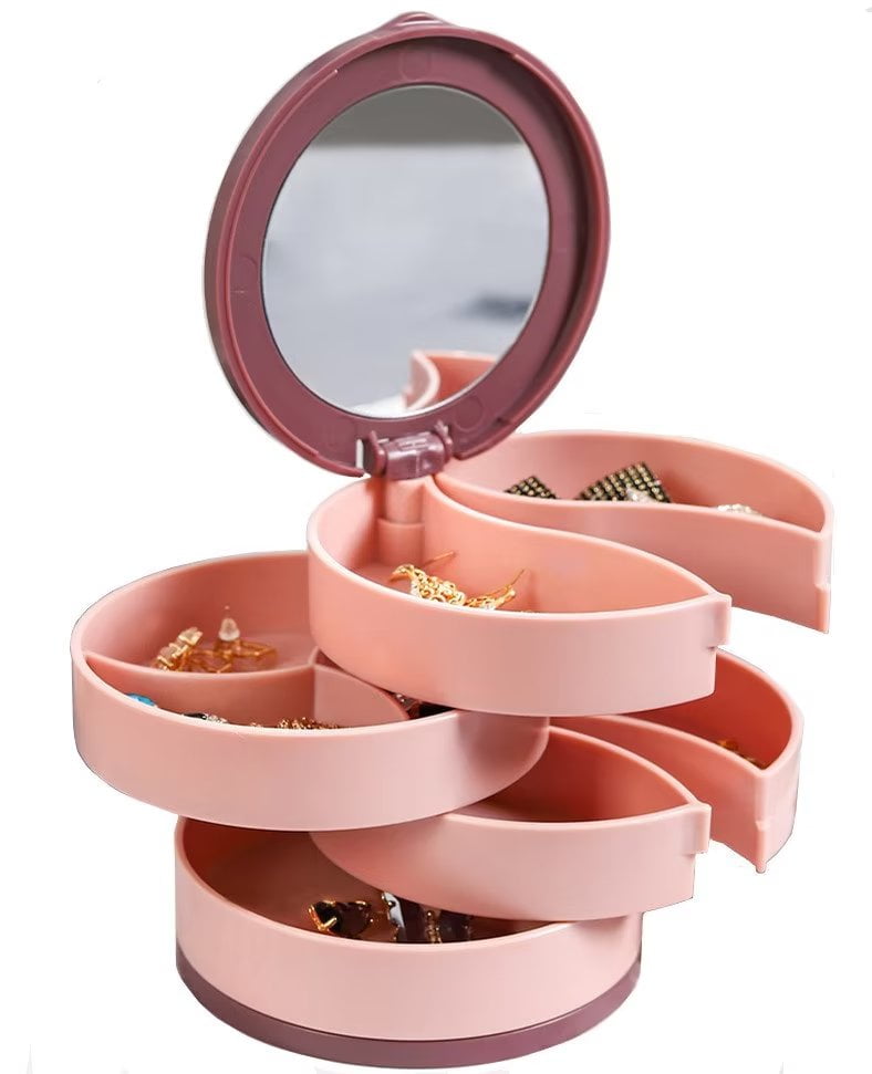 KNing Jewelry Organizer Small Rotating Jewelry Storage Case, Mirror