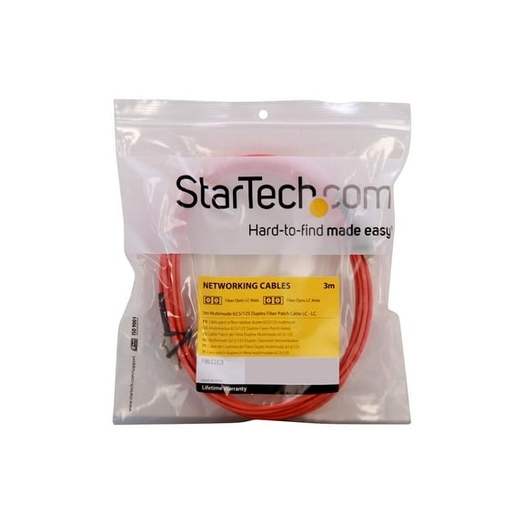 StarTech.com 3m Fiber Optic Cable - Multimode Duplex 62.5/125 - LSZH - LC/LC - OM1 - LC to LC Fiber Patch Cable (FIBLCLC3) - Patch cable - LC multi-mode (M) to LC multi-mode (M) - 3 m - 3 m - fiber optic - duplex - 62.5 / 125 micron