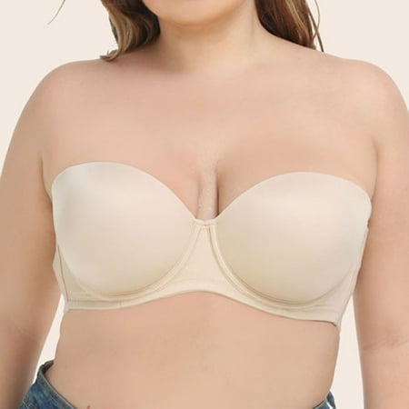 Yindaity Women s Underwire Contour Multiway Full Coverage Strapless Bra Plus Size White 4XL