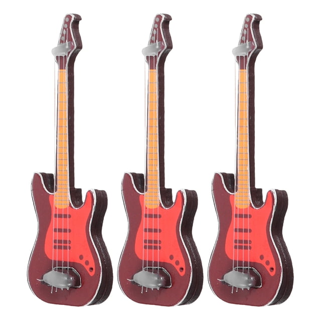 3 Mini Guitarras de Plástico en Miniatura con Superficie Lisa