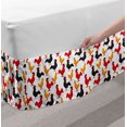 thumbnail image 2 of Rooster Bed Skirt, Continuous Domestic Farm Animal Bird Irregular Repetition, Elastic Bedskirt Dust Ruffle Wrap Around for Bedding Decor, 4 Sizes, Charcoal Grey Vermilion, by Ambesonne, 2 of 2