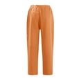 thumbnail image 3 of NECHOLOGY Womens Pants Dress Pants for Women Business Casual Tall Womens Cotton Linen Pants Drawstring Back Elastic Waist Pants Casual Trousers Orange Medium, 3 of 4