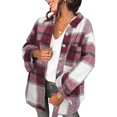 thumbnail image 2 of Camisa con botones, abrigo informal con estampado a cuadros, chaqueta a cuadros con solapa para mujer, abrigo informal para mujer, máxima eficiencia, 2 of 6