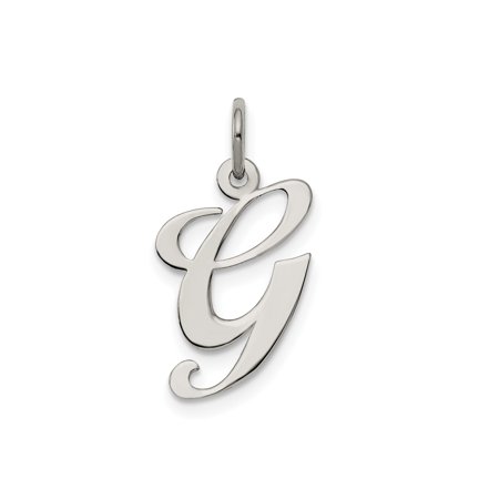 Sterling Silver Script Initial G Pendant for Women or Unisex, Cursive Monogram Charm for Necklace or Bracelet, Elegant Letter Jewelry, Minimalist Personalized Symbol