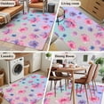 thumbnail image 5 of 3'x5' Rug for Living Room Bedroom, Spring Floral Washable Area Rugs Non-Slip Carpet Mats, Purple Pink Blue Flower Summer Botanical Indoor Low Pile Area Rug Runner for Kitchen, Mudroom, 5 of 8