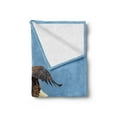 thumbnail image 2 of Idaho Soft Flannel Fleece Blanket, American Bald Eagle Coeur d'Alene Wildlife Bird Type State Sign Photo, Cozy Plush for Indoor and Outdoor Use, 60" x 80", Olive Green and Sky Blue, by Ambesonne, 2 of 5