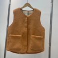 thumbnail image 3 of Otoño Invierno chaqueta mujer 2023 Casual cuello redondo a cuadros Reversible Polar abrigo de invierno ropa para mujer, 3 of 5