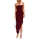 thumbnail image 1 of Vestido PRETTYGARDEN Strapless Tubo con Volantes Maxi Rojo Vino Talla L, 1 of 8