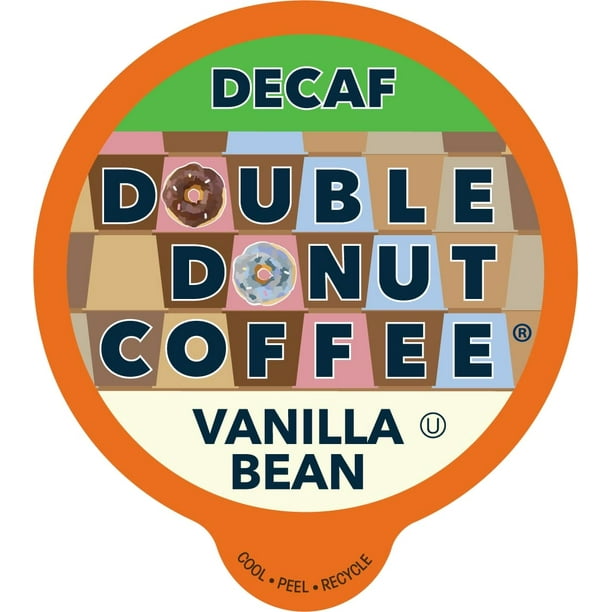 Double Donut Vanilla Bean Decaf Coffee Pods, Medium Roast, 24 Count for