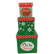 ALEF JUDAICA 3 Christmas Gift Boxes with Lids Nesting Tiered Cubes for Display or Presents