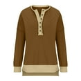 thumbnail image 5 of Luxalzxs Fall Sweatshirts for Women Trendy Loose Fit Casual High Low Hem Split Oversized Sweatshirt Long Sleeve Color Block Button Henley Neck Pullover Tunic Tops Outfits, 5 of 5