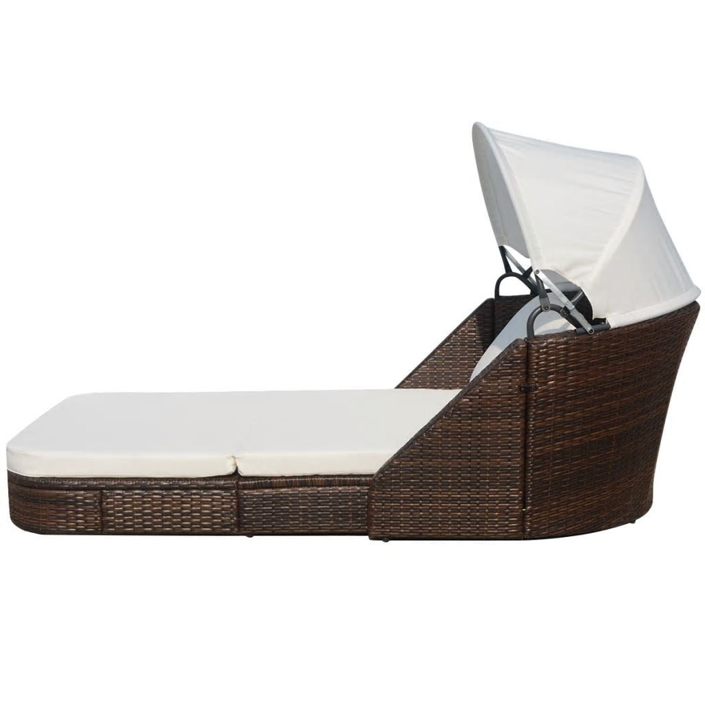 Kepooman Outdoor Patio Rattan Lounge Chair with Soft cushion & Foldable Canopy, Brown Kepooman Outdoor Patio Rattan Lounge Chair with Soft cushion & Foldable Canopy, Brown