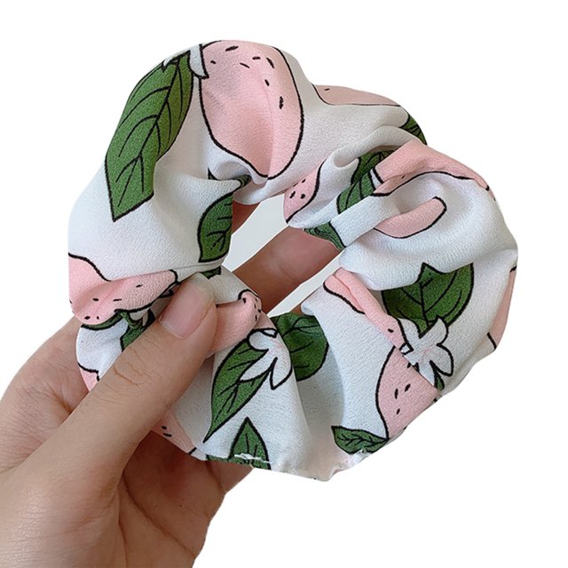 Gomas elásticas para el cabello, tela suave, patrones de frutas, bandas para el cabello para el intestino grueso, accesorios para el cabello para niña