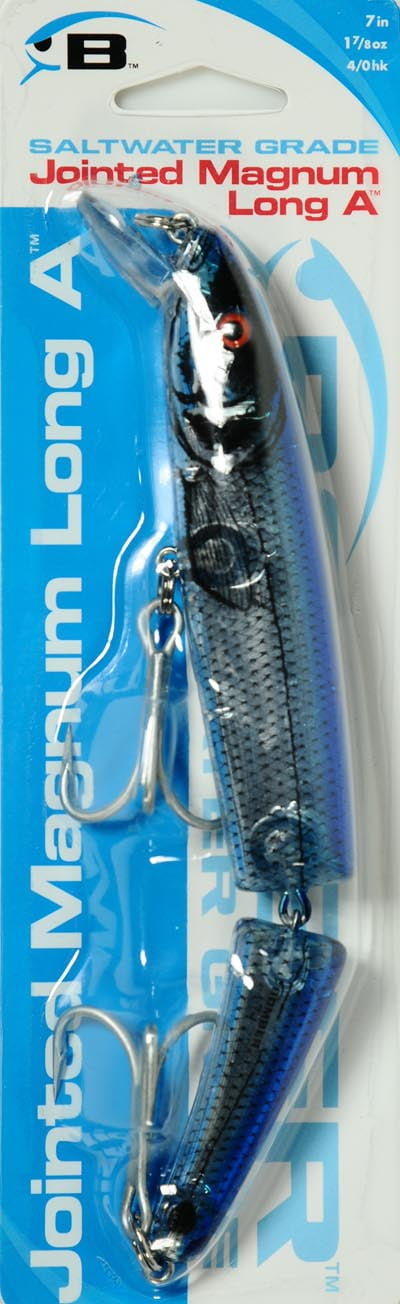 Bomber Magnum Jointed Long A Crankbait 7" Silver Flash Blue Back 1 7/8 oz.