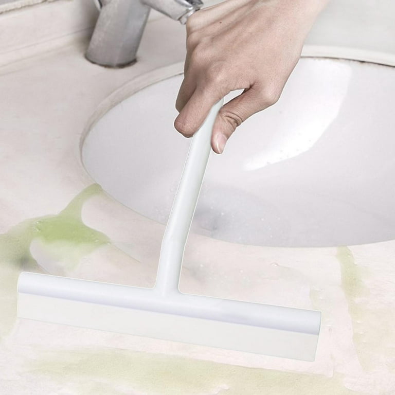 Shower Squeegee with Hook Water Wiper Portable for Tile Floor Bathroom White