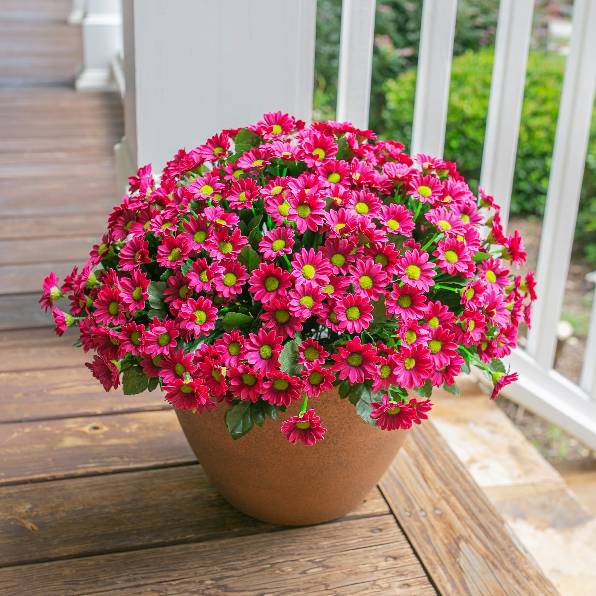 Artificial Flowers for Outdoors Decoration, 6 Bundles Fake Plants Flowers Bouquet Faux Flowers for Outdoor Planter Look Real UV Resistant Silk Flowers for Outside Front Door Porch Patio, Yellow