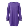 thumbnail image 5 of UJNDER Sweatshirt Dress for Women Knitted Pullover Long Sleeve Pocket Casual Winter Purple XL, 5 of 5