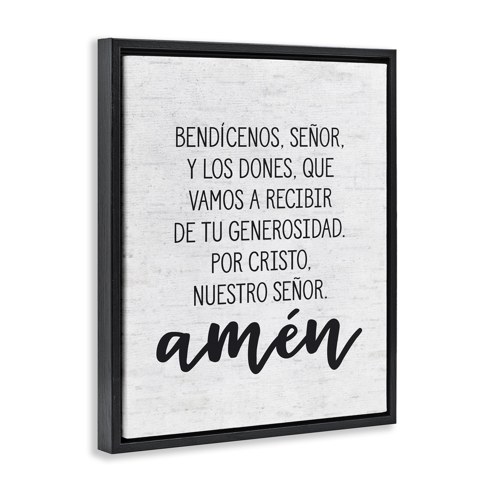 Stupell Industries Bendición de la Mesa Religious Quotes and Sayings Painting Black Floater Framed Art Print Wall Art, 17 x 21