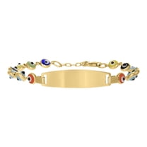 14k Yellow Gold Womens Enamel Evil Eye Good Luck 6" ID Bracelet